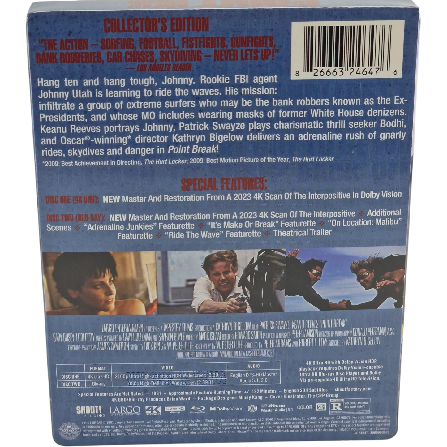 Point Break 1991 SteelBook 4K Ultra HD + Blu-ray Patrick Swayze, Keanu Reeves A