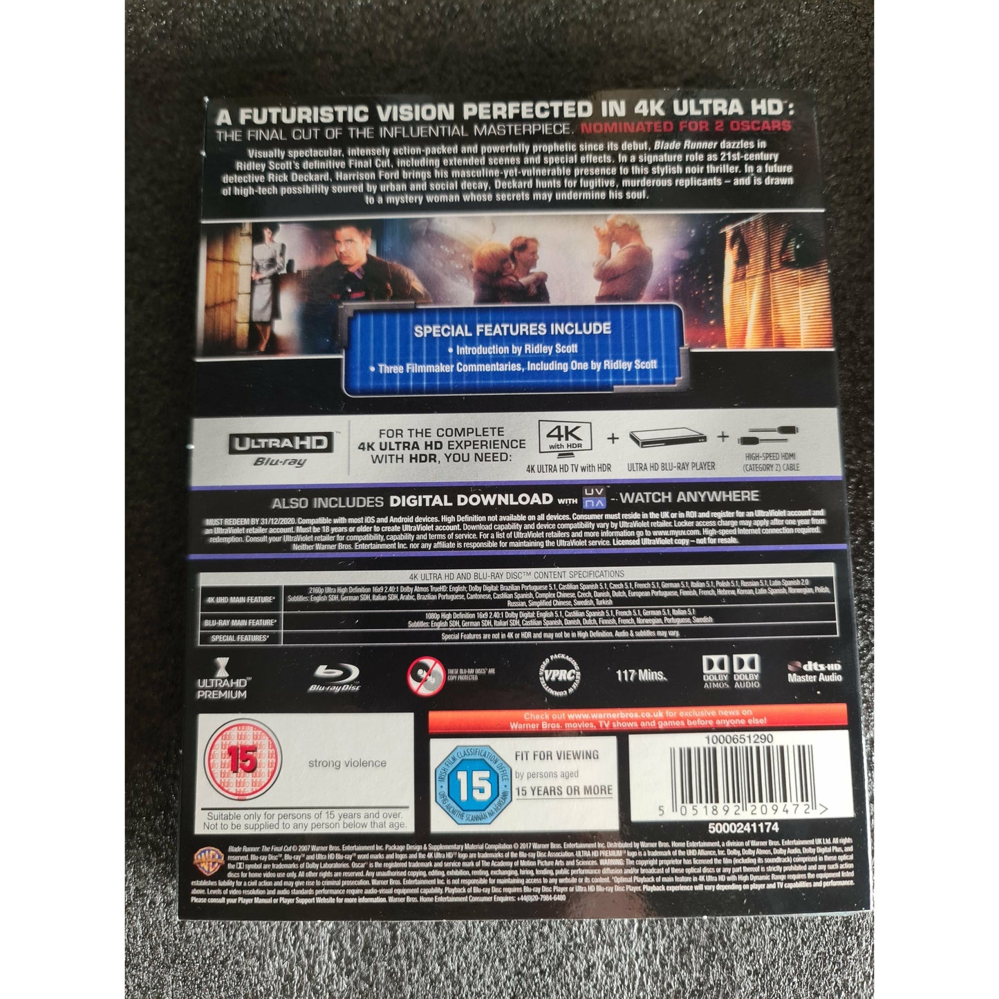 Blade Runner 4K VF Ultra HD + Blu-ray / The Final Cut Avec Sleeve cover Sans région