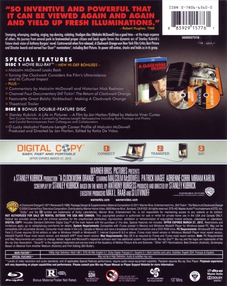 Orange mécanique Blu-ray Digibook 40ème Anniversaire Edit Limitée  Import USA Zone Libre