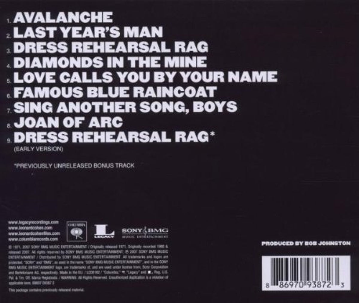 Leonard Cohen – Songs Of Love And Hate CD Album