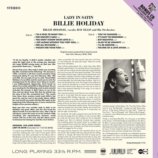 Billie Holiday & Ray Ellis - Lady In Satin - Vinyle + CD - visuel 3