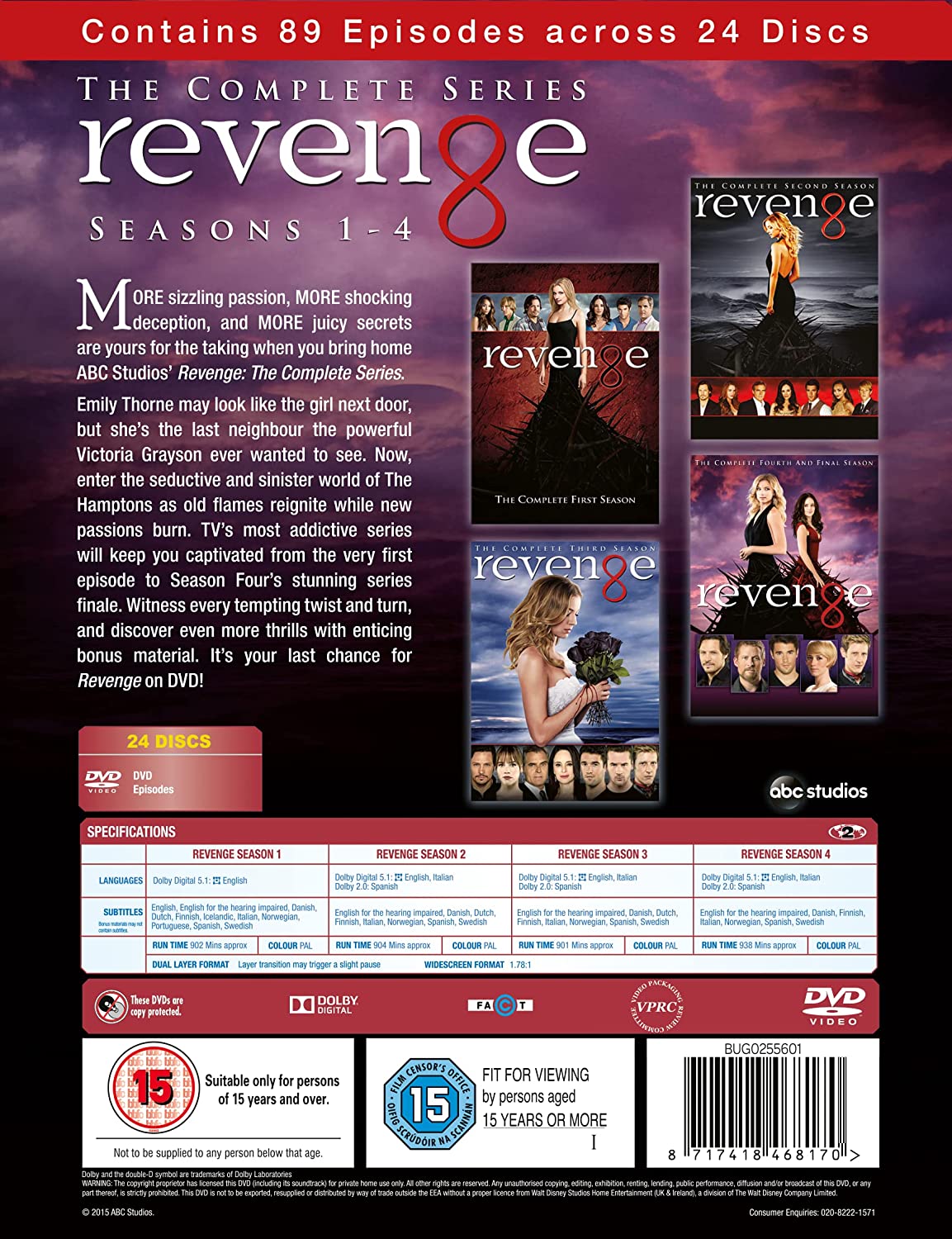 Revenge : 2011-2015 La série complète 4 X DVD Coffret , Madeleine Stowe Region 2