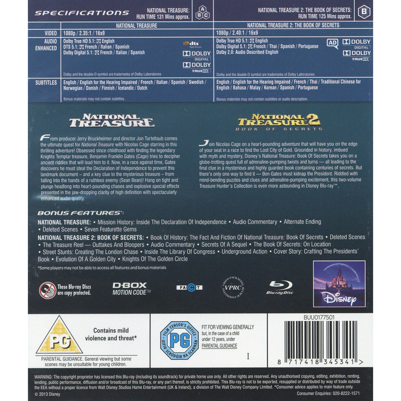 Benjamin Gates - Collection 2 films (2004-2007) - Blu-ray - Zone A + Zone B - vue 4