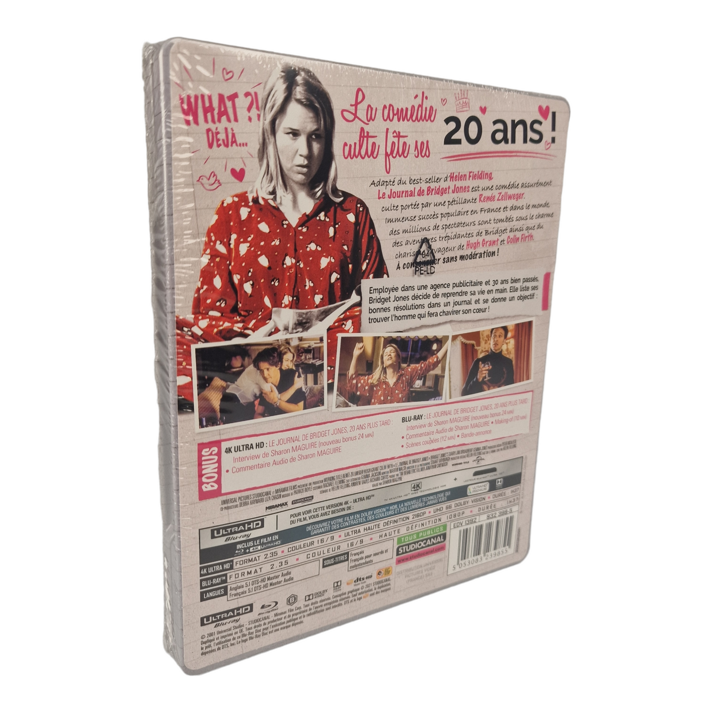 Le Journal de Bridget Jones 4K Blu-ray SteelBook Edition Limitée Region Libre