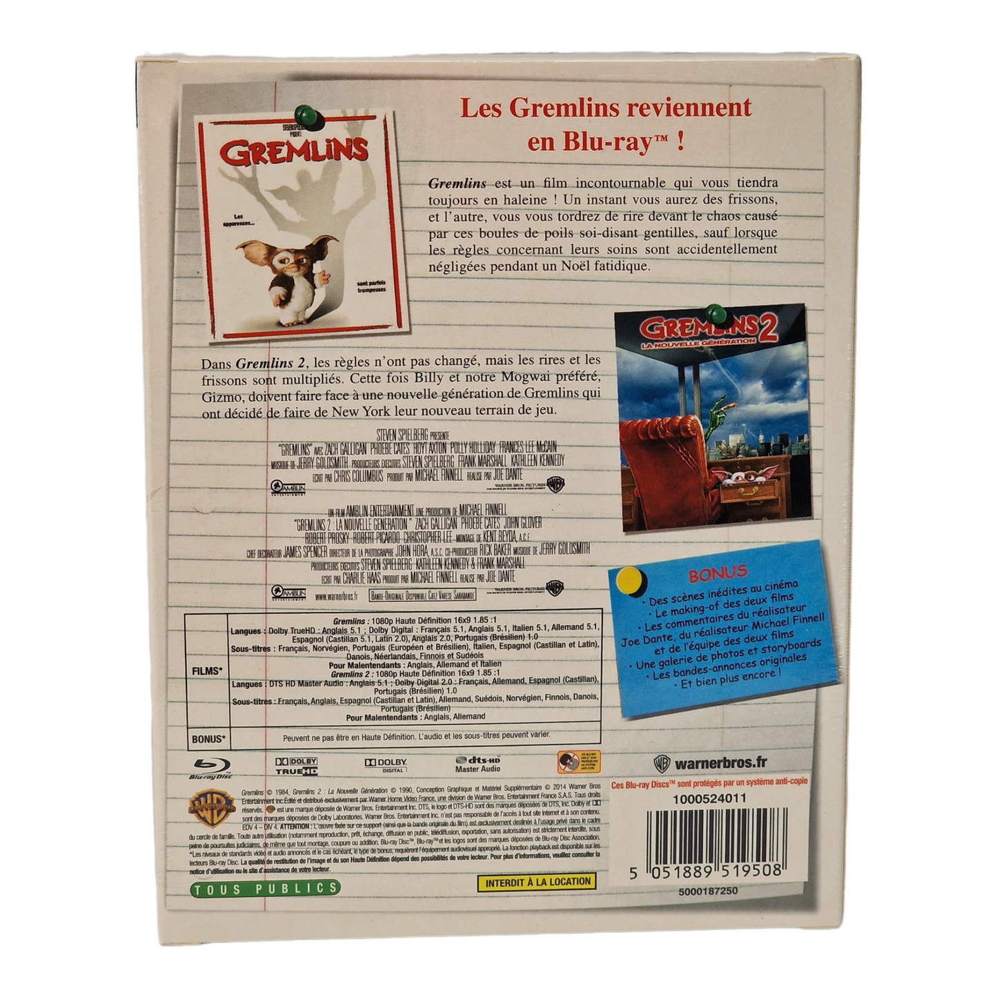 Gremlins + Gremlins 2 :1984 & 1990 La Nouvelle Génération Blu-ray