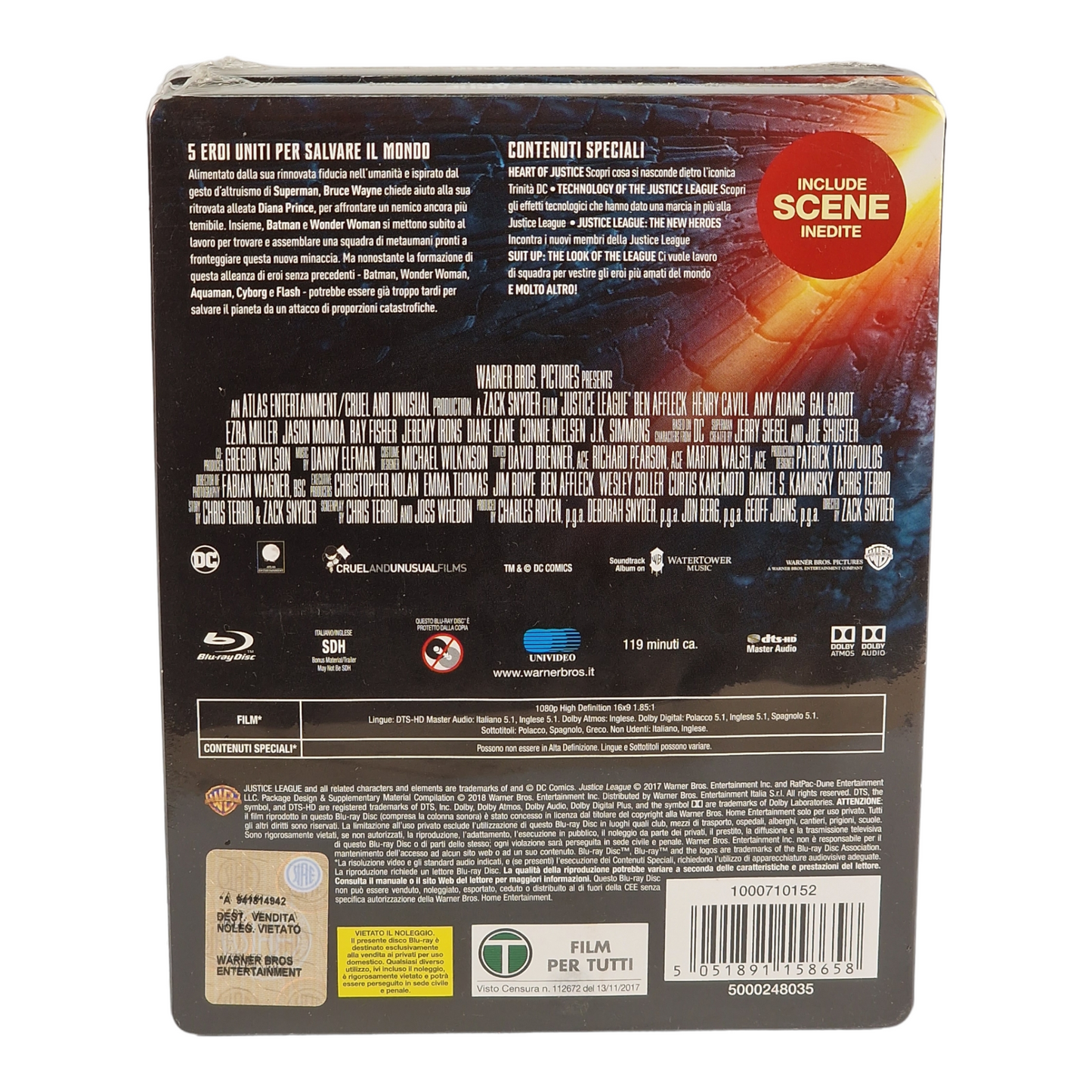 Justice League Zack Snyder Blu-ray SteelBook Débossé Ben Affleck B