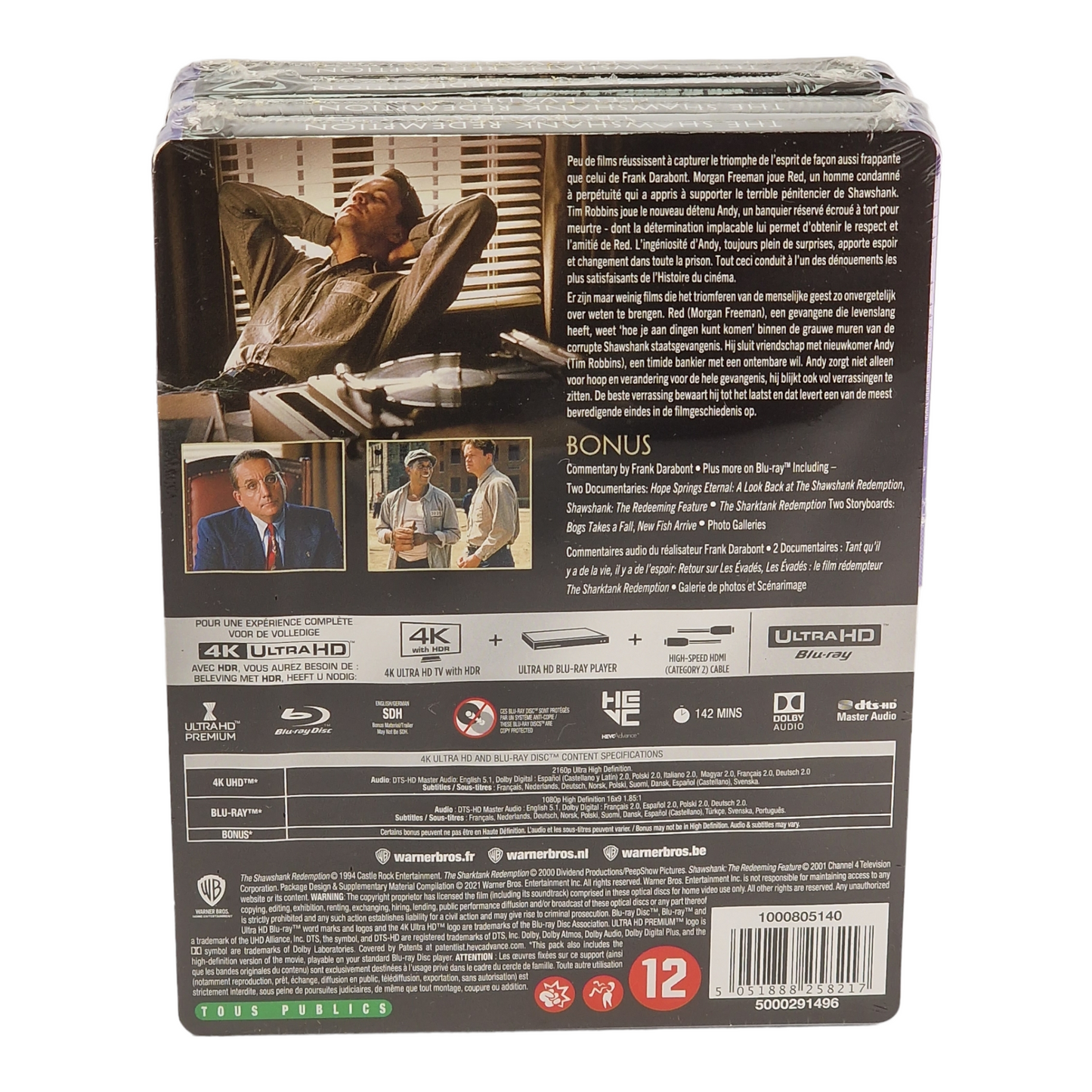 Les Evadés 1994 4K Ultra HD + Blu-ray SteelBook édition Limitée Region Libre