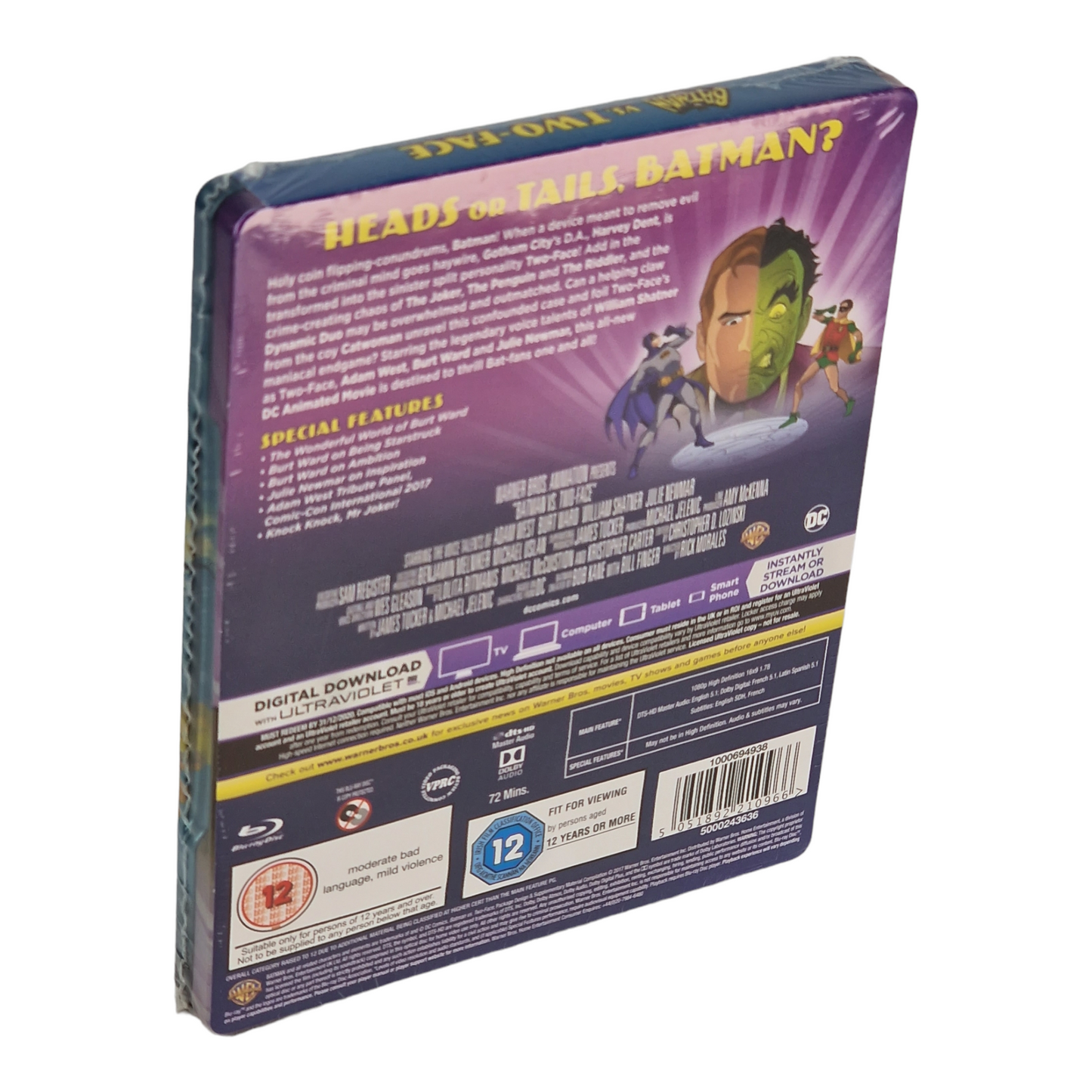 Batman vs. Two-Face Blu-ray Steelbook Zavvi Édition Limitée 2017 Region Libre