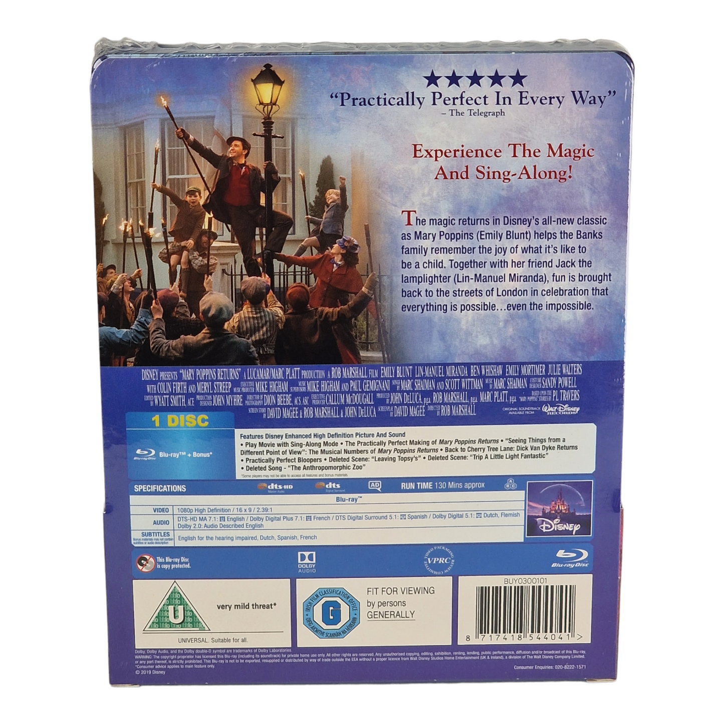 Le Retour de Mary Poppins Emily Blunt Blu-ray Steelbook Zavvi éxclusif Region B