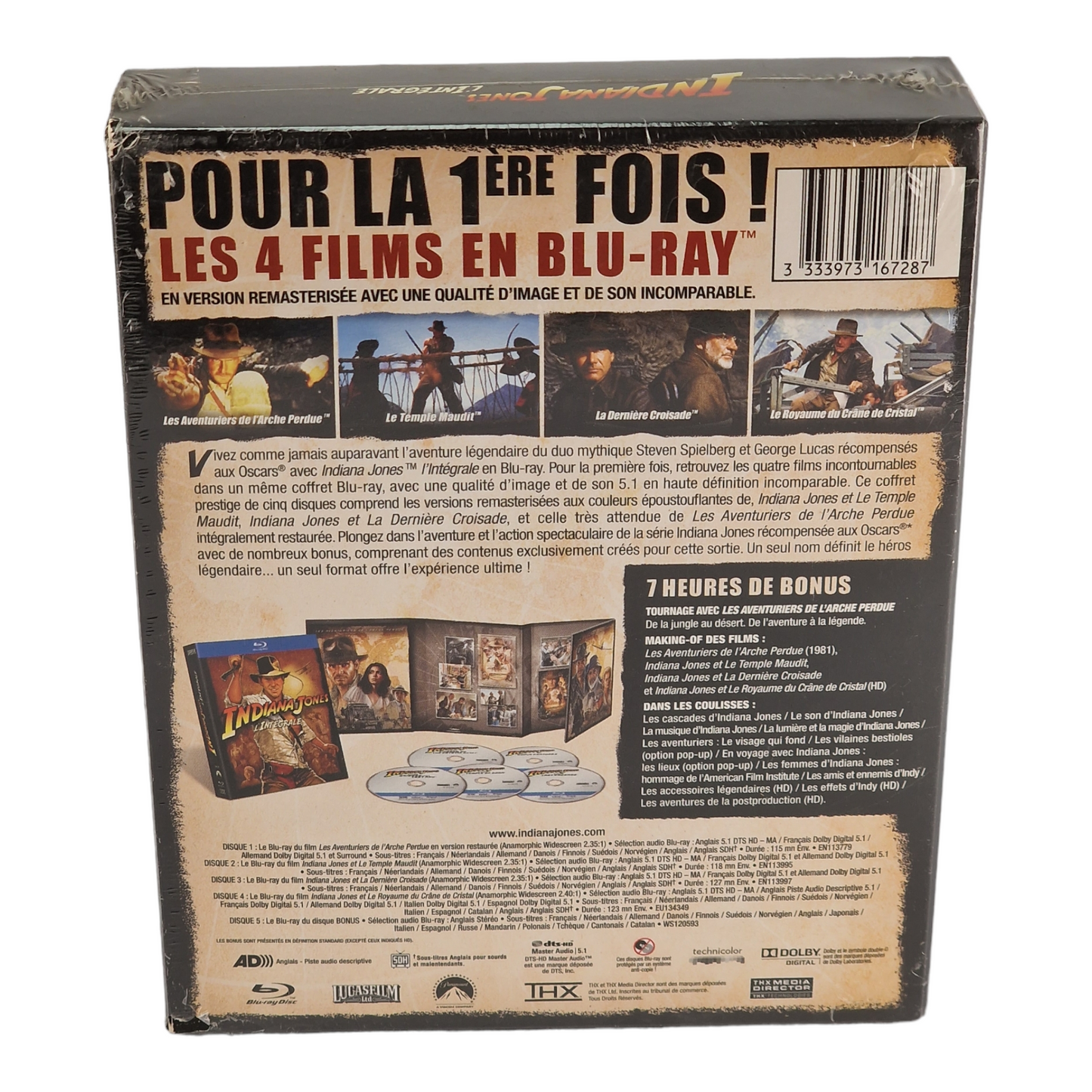 La collection complète d'Indiana Jones Blu-ray DigiPack L'Intégrale 4 Films 2012