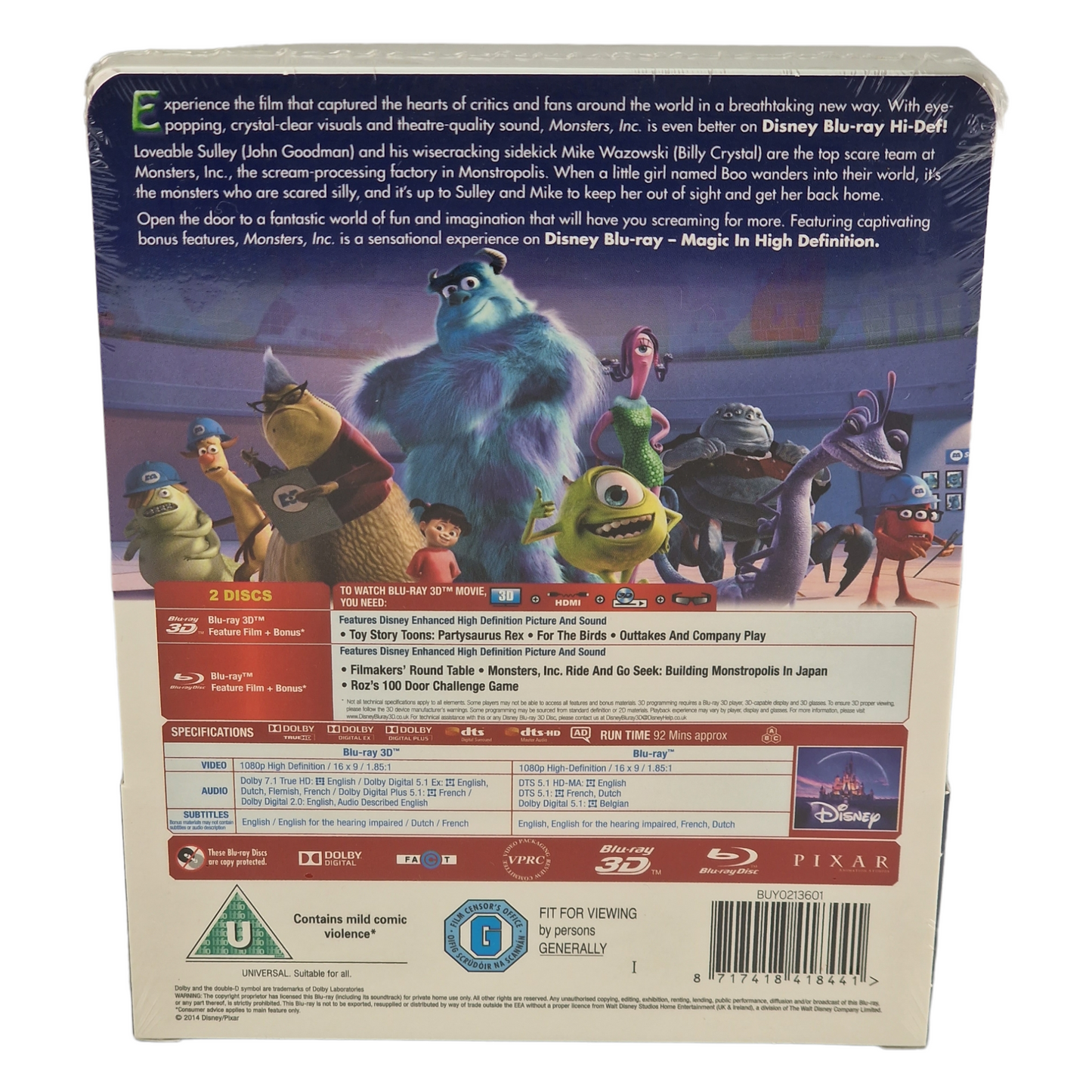 Monsters, Inc.Blu-ray 3D + Blu-ray SteelBook Zavvi Ltd Collection Pixar #6 Libre