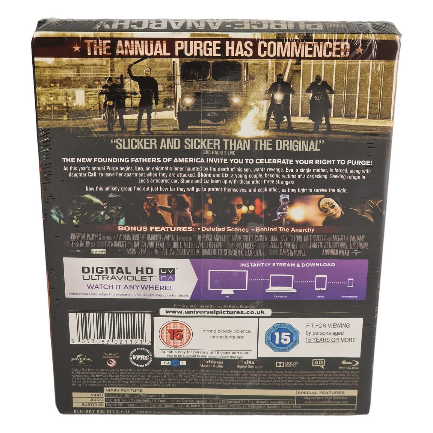 The Purge: Anarchy SteelBook Blu-ray Zavvi Edition limitée 2014 Région Libre