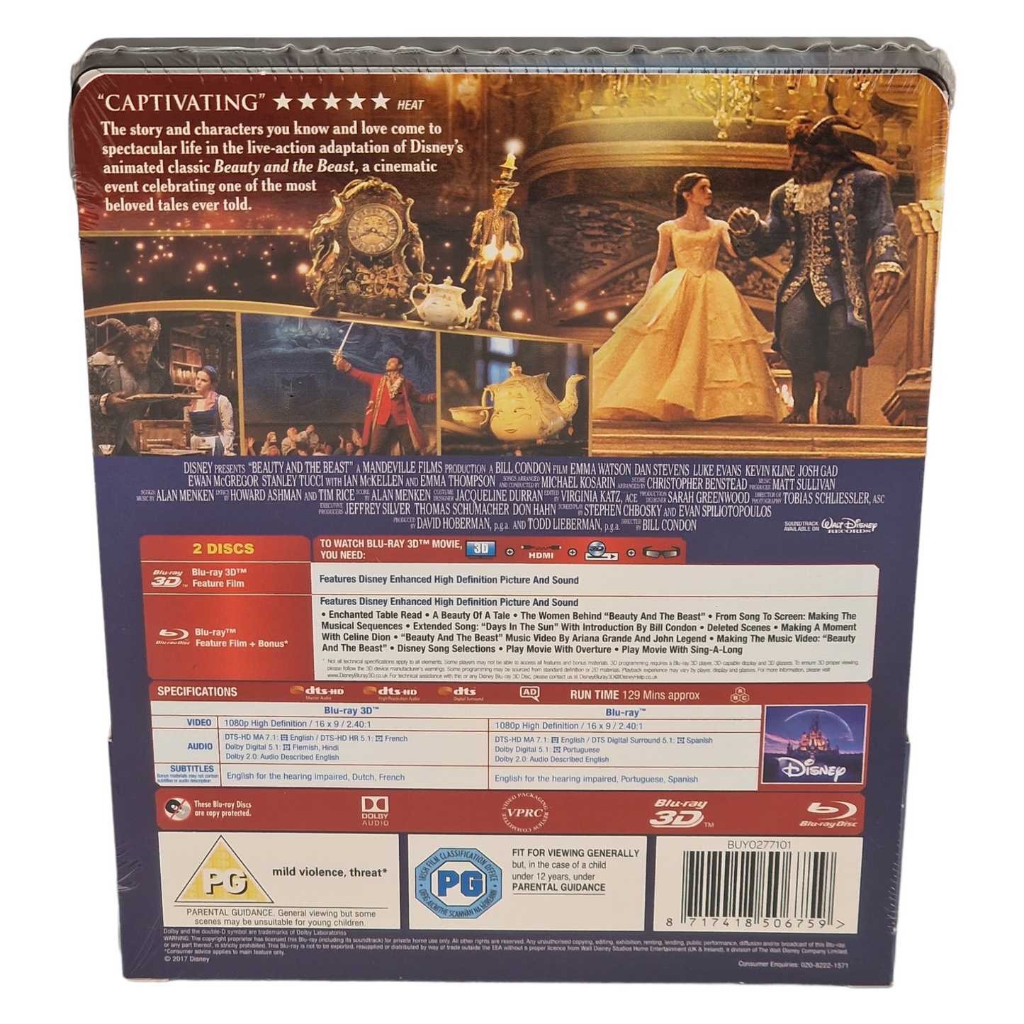 La Belle et la Bête Blu-ray 3D + Blu-ray SteelBook Zavvi Emma Watson 2017 Libre