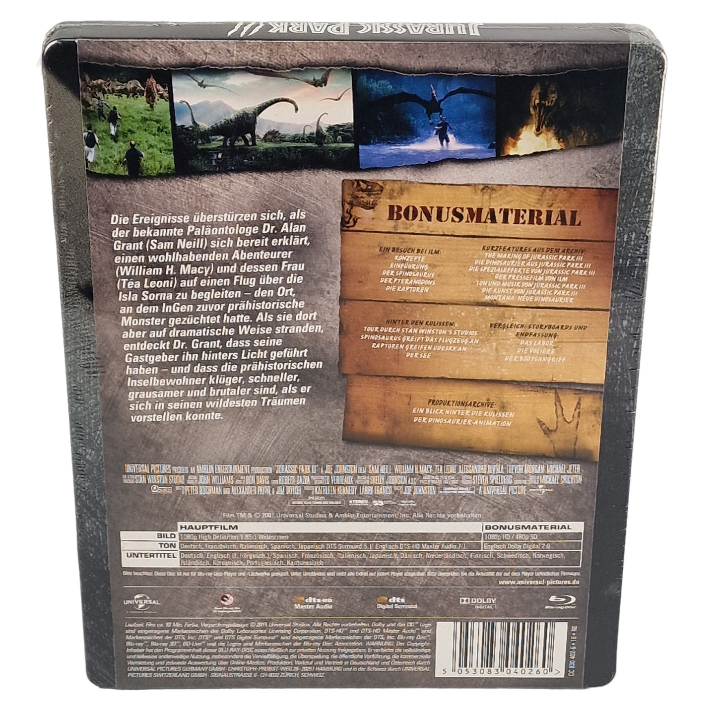 Jurassic Park III Blu-ray Steelbook Débossé édition Limitée Steven Spielberg B
