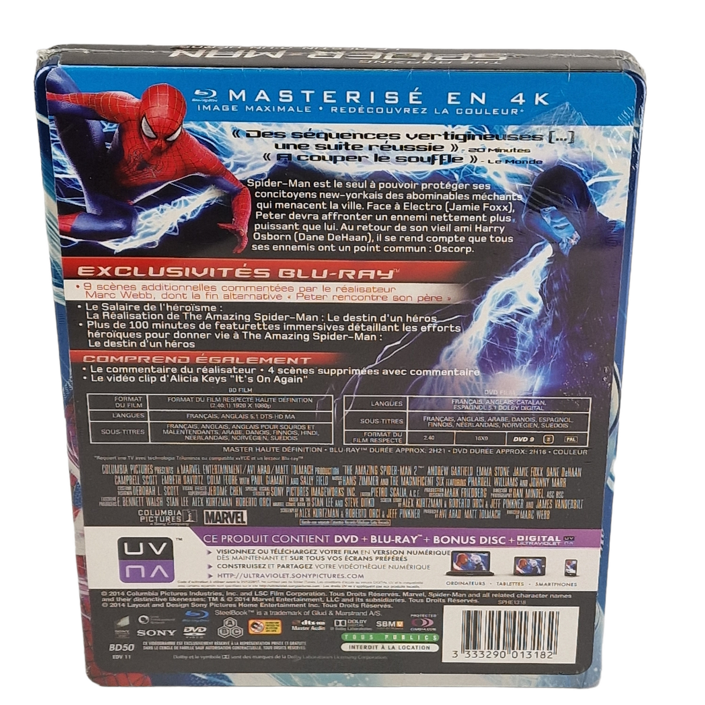 The Amazing Spider-Man 2 Blu-ray + DVD SteelBook Débossé Limitée Fnac 2014 Libre