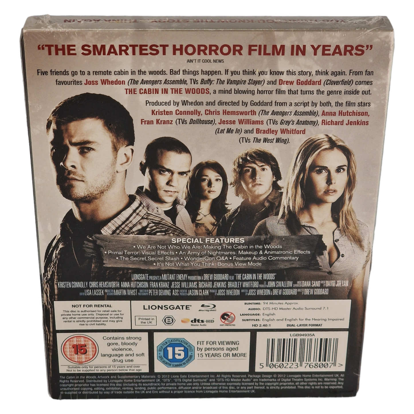 La Cabane dans les bois Blu-ray SteelBook Chris Hemsworth limitée 2012 Zone B
