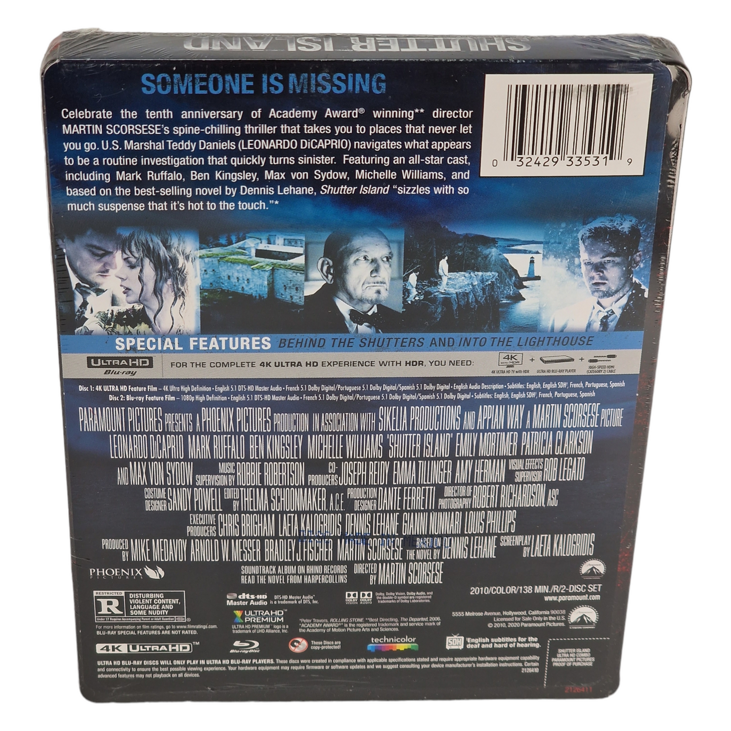 Shutter Island 2010 4K Ultra HD + Blu-ray Steelbook Leonardo DiCaprio Zone Libre