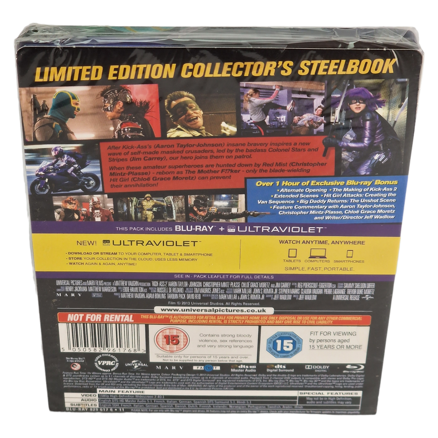 Kick-Ass 2 Blu-ray SteelBook Édition Limitée Taylor-Johnson 2013 Region Libre