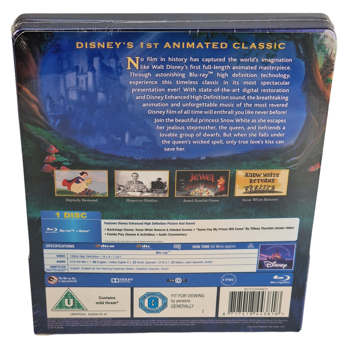 Blanche-Neige et les sept nains Blu-ray SteelBook Débossé Disney Zavvi limit Libre
