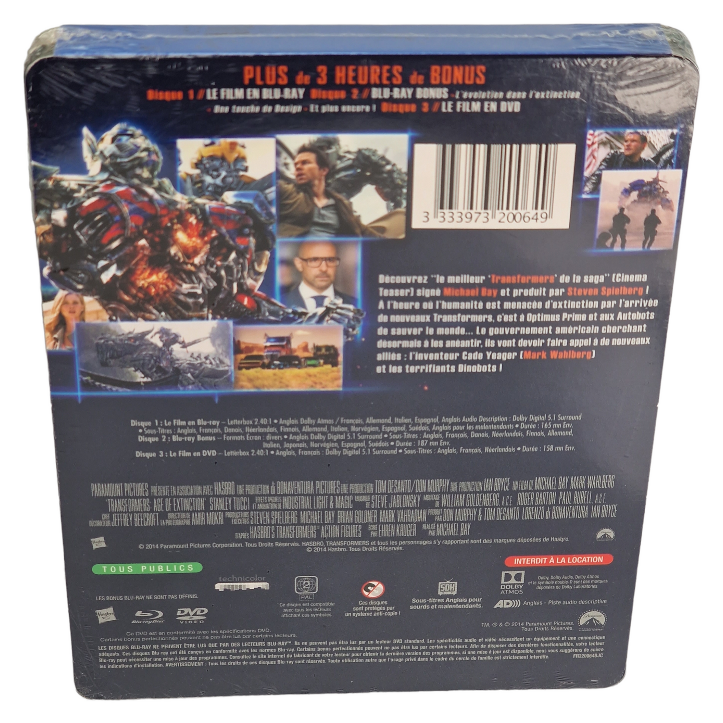 Transformers 4 :Age of Extinction SteelBook Débossé Blu-ray + DVD Limitée Zone B