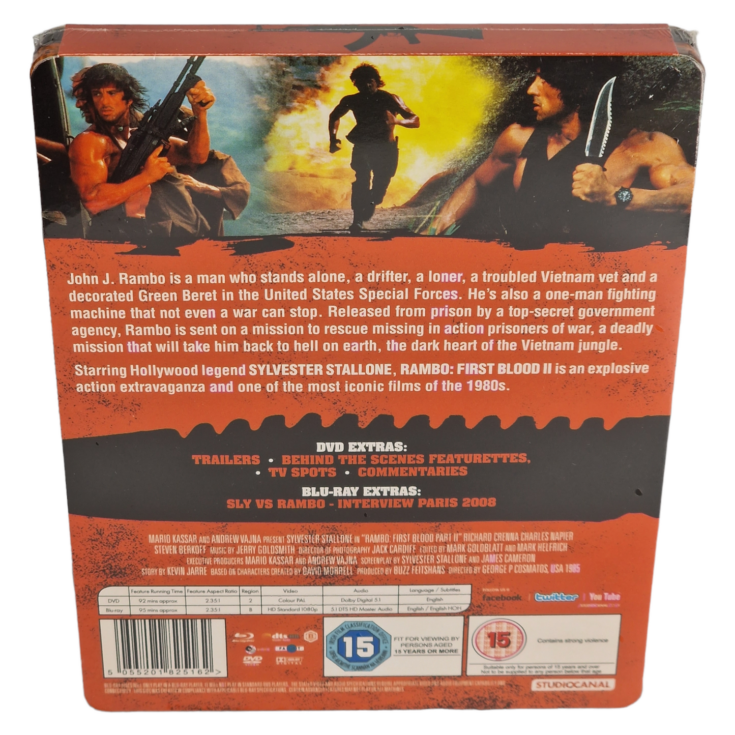 Rambo: First Blood Part II SteelBook Blu-ray +DVD Zavvi édition limitée 2013 Zone Libre