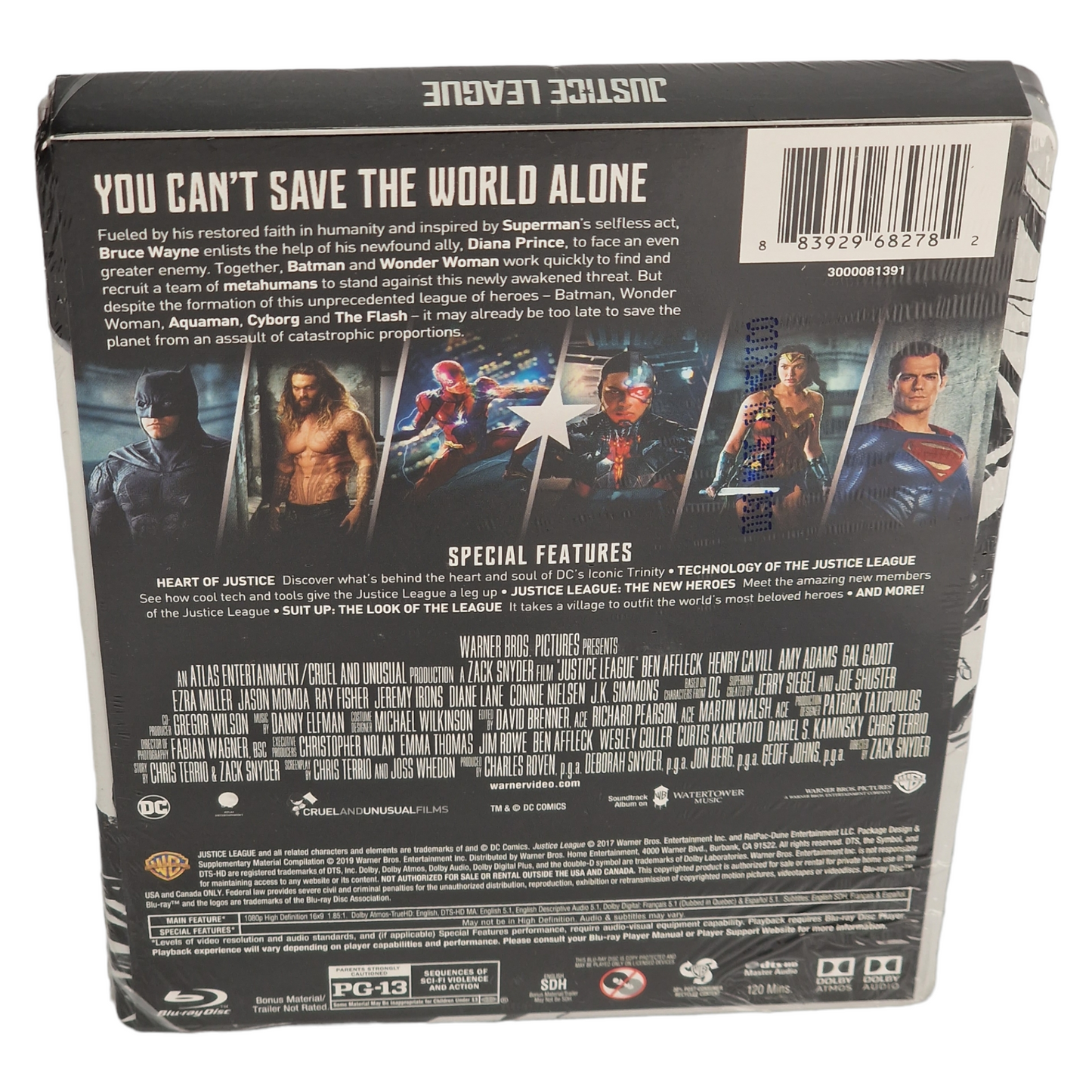 Justice League Blu-ray + DVD SteelBook Ben Affleck Zack Snyder 2019 Zone A