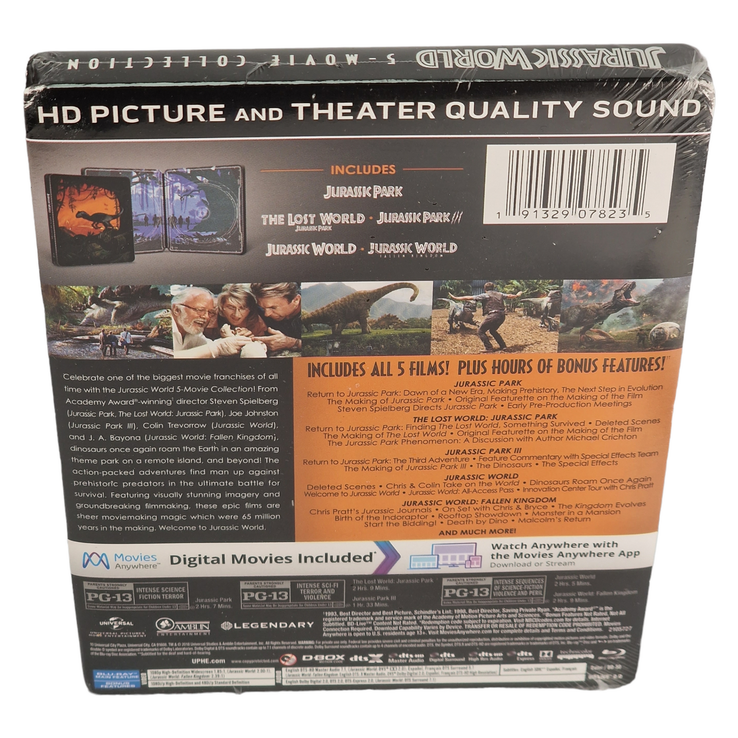 Jurassic World : Collection 5 films Blu-ray SteelBook 2018 Spielberg Region A