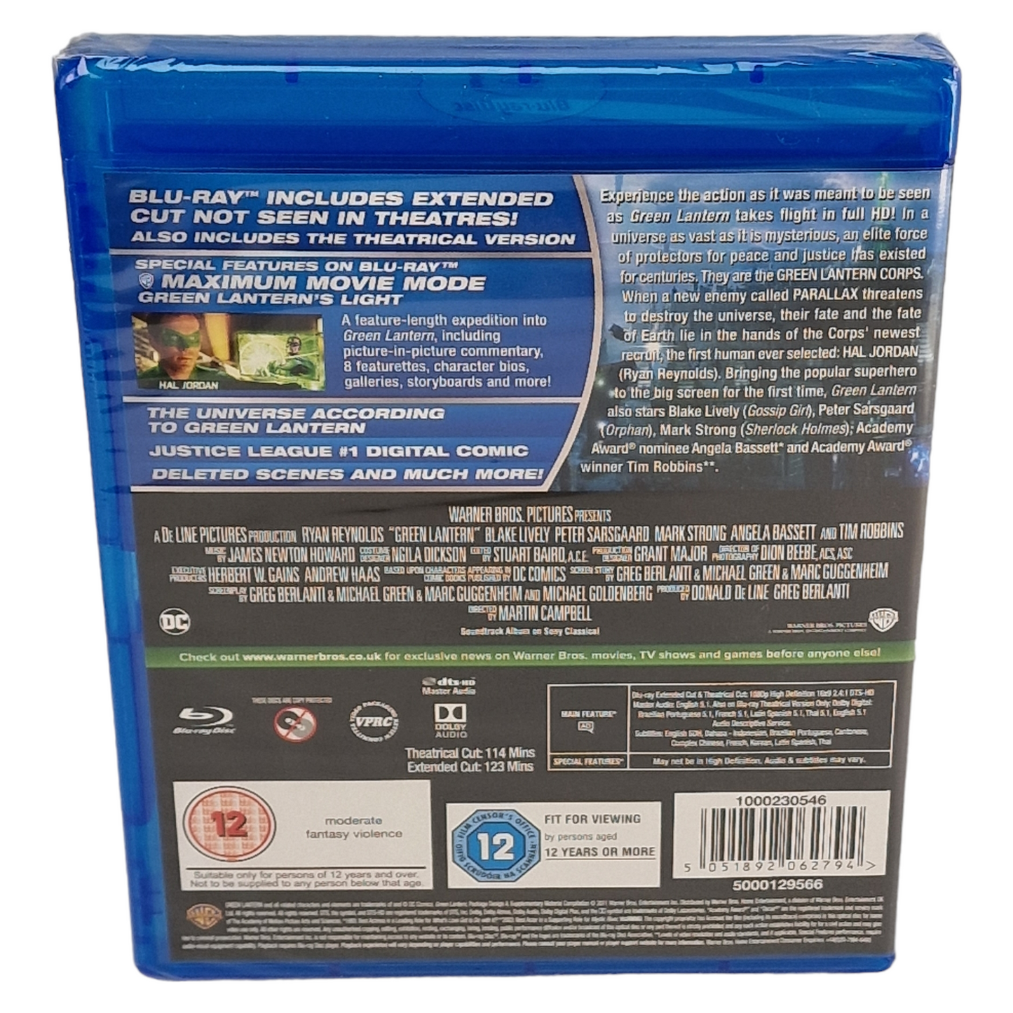 Green Lantern Extended Cut Blu-ray Ryan Reynolds, Mark Strong 2011 région Libre