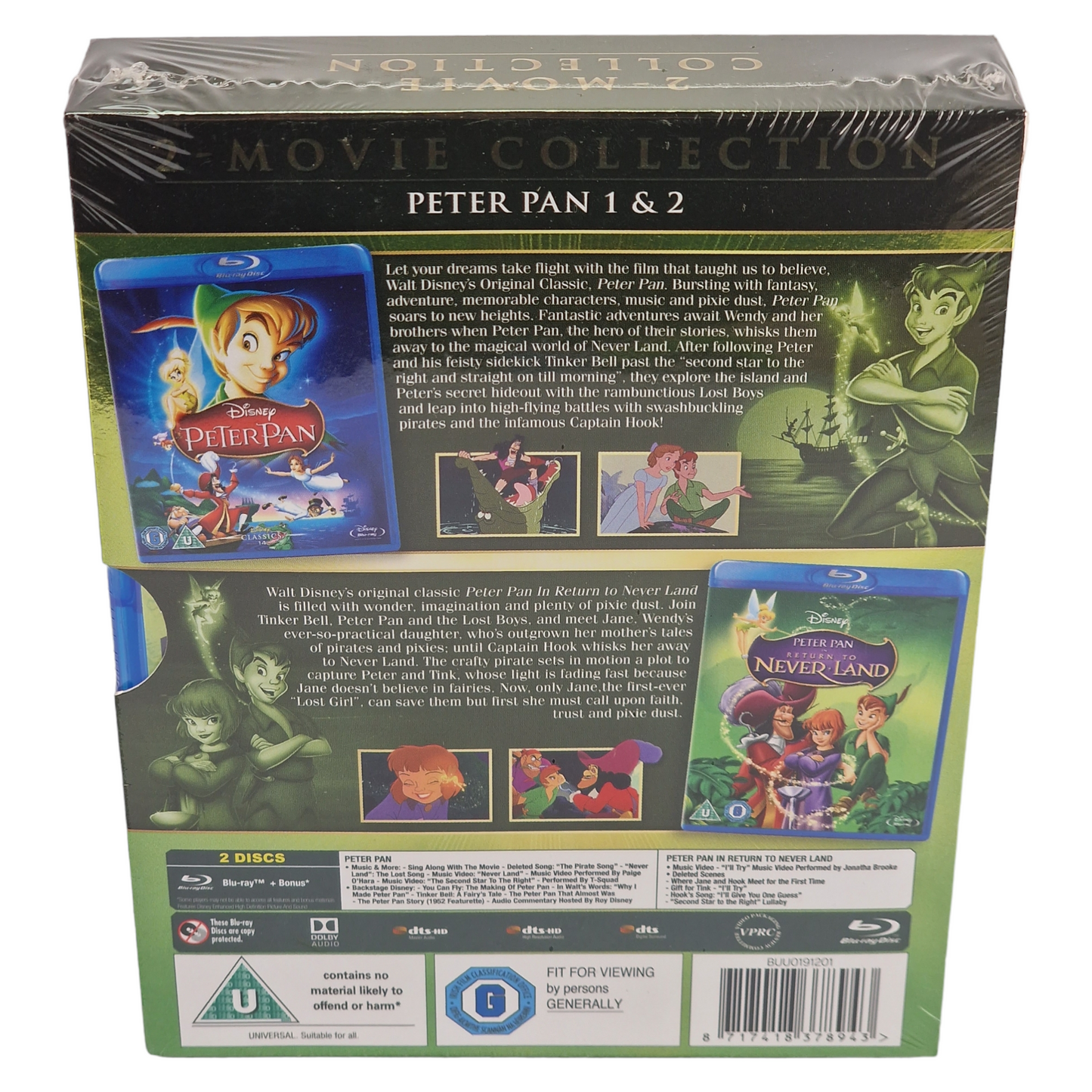 Peter Pan/Pan 2 : Retour au Pays imaginaire Collection 2 films Blu-ray région Libre