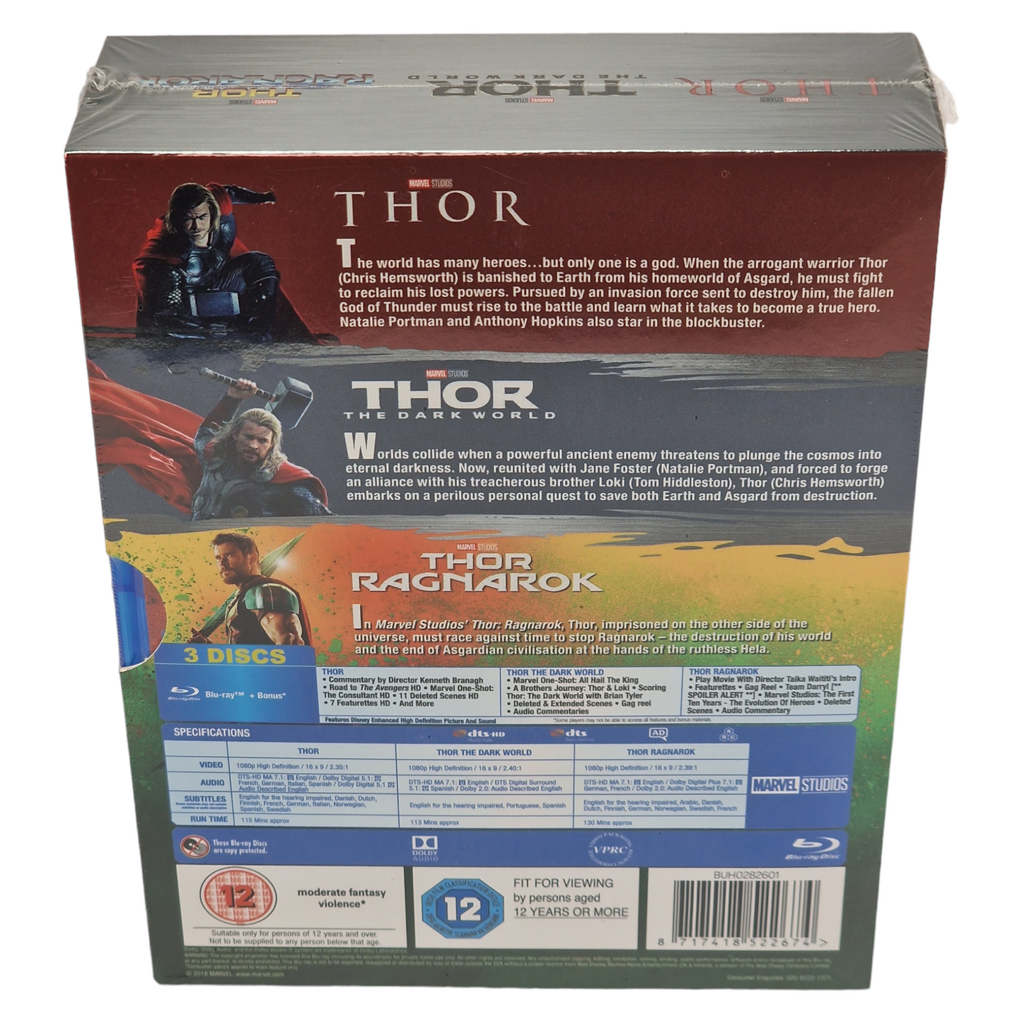 Thor : Collection de 3 films Blu-ray Thor,The Dark World, Ragnarok Region Libre