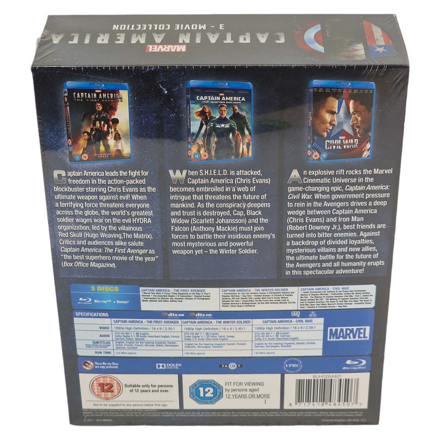 Captain America : 3 films collection Blu-ray Chris Evans Region B