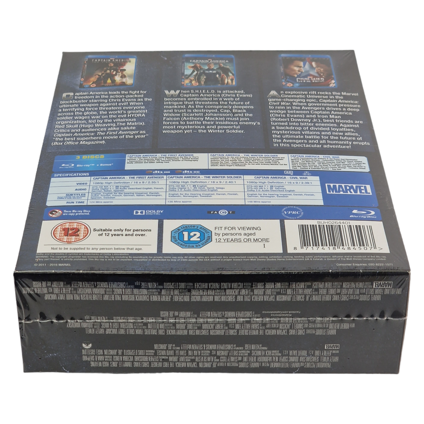 Captain America : 3 films collection Blu-ray Chris Evans Region B