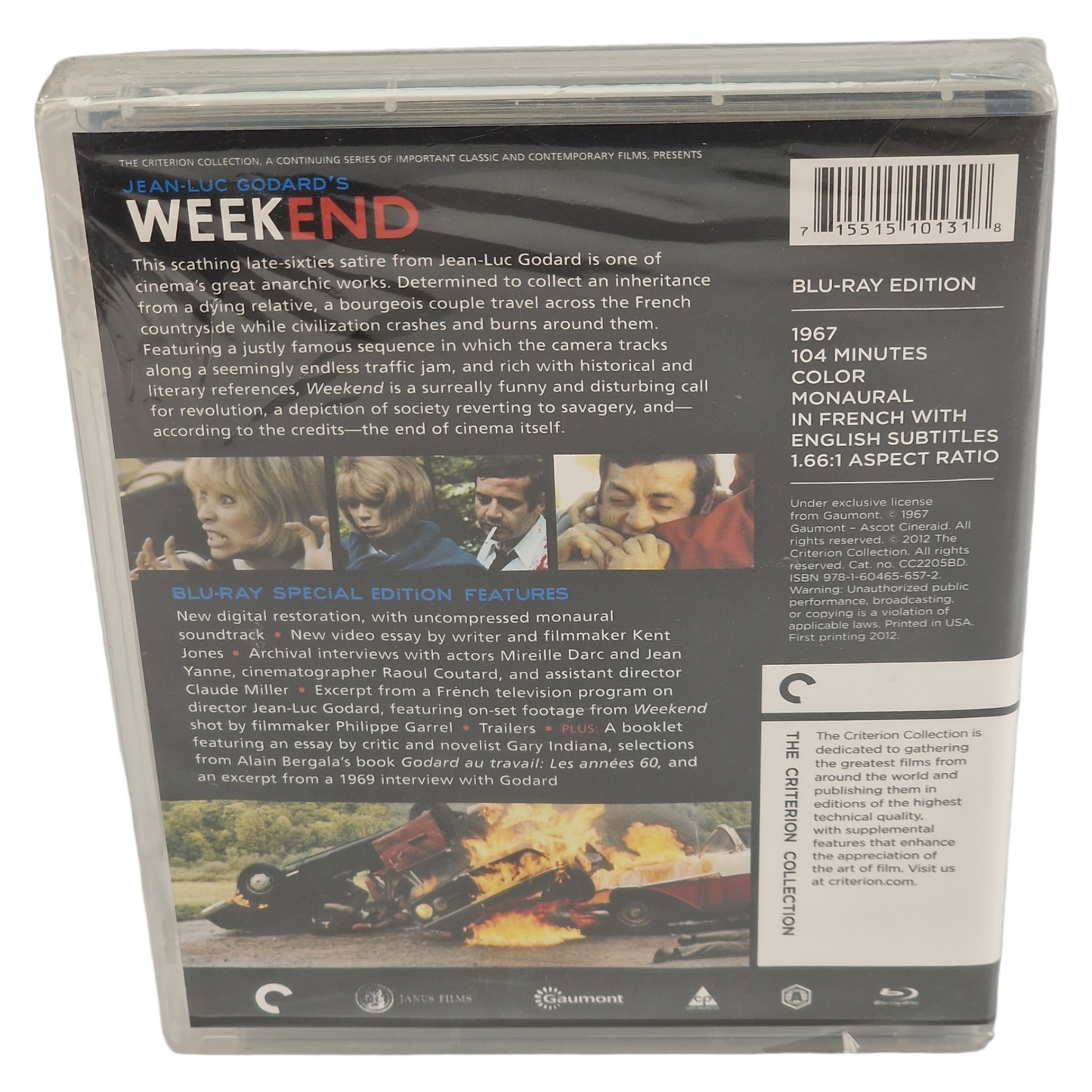 Weekend 1967 Blu-ray Criterion Jean-Luc Godard US Import VF Region A 2012