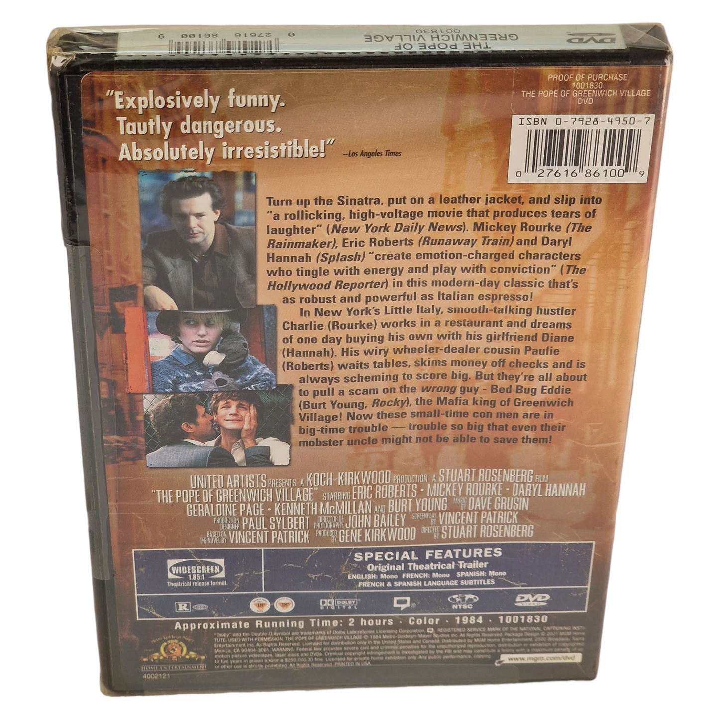 Le Pape de Greenwich Village DVD  VF Region 1 Mickey Rourke Eric Roberts 2001