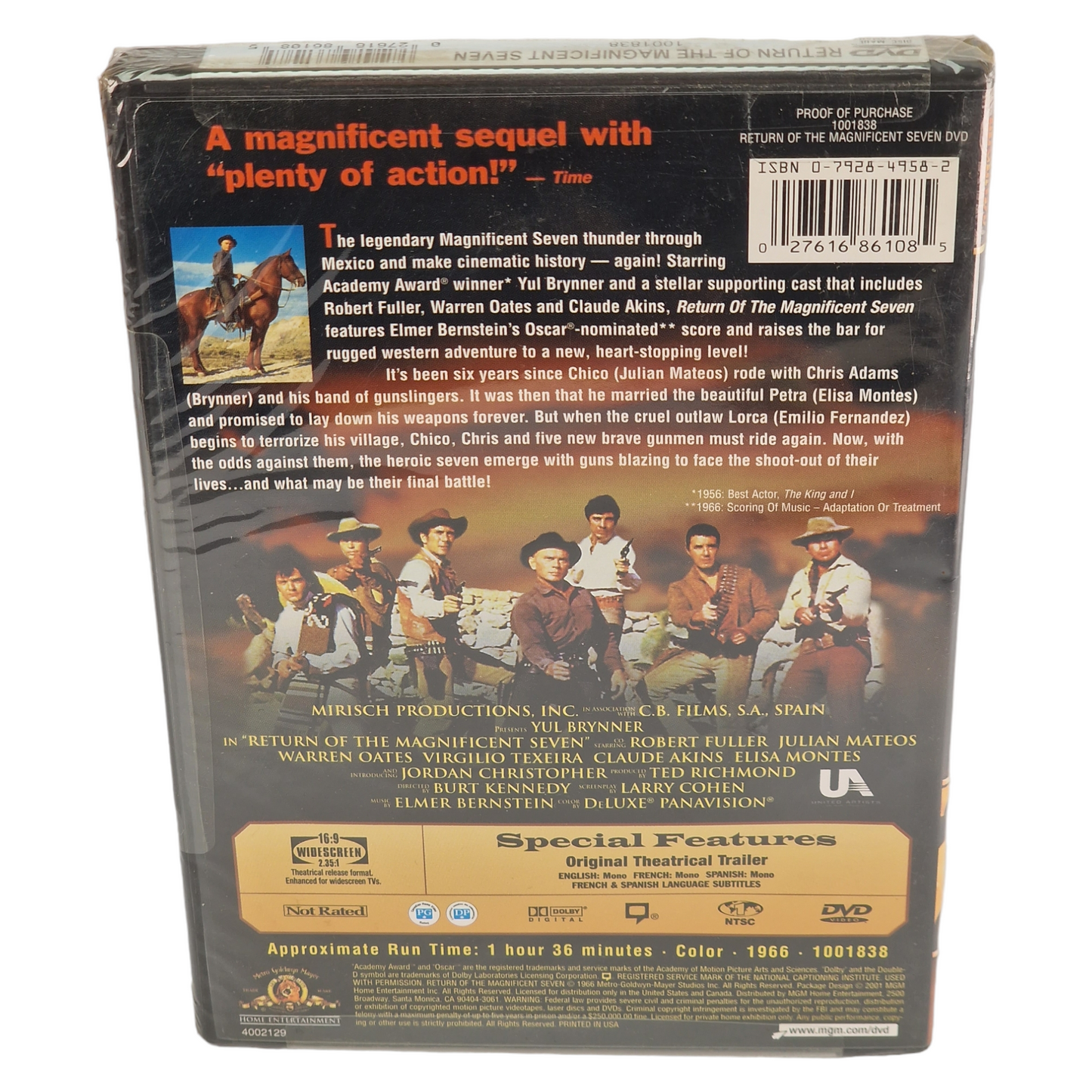 Le Retour des sept 1966_DVD  VF Region 1 Yul Brynner, Robert Fuller 2001