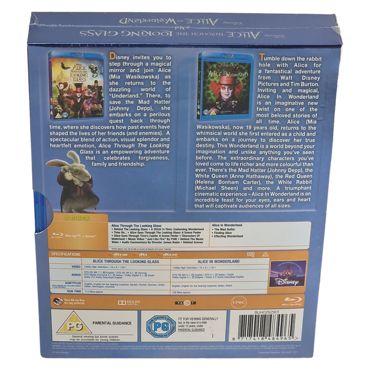 Alice au pays des merveilles - Collection 2 films (2010-2016) - Coffret Blu-ray - Zone A + Zone B - vue 6