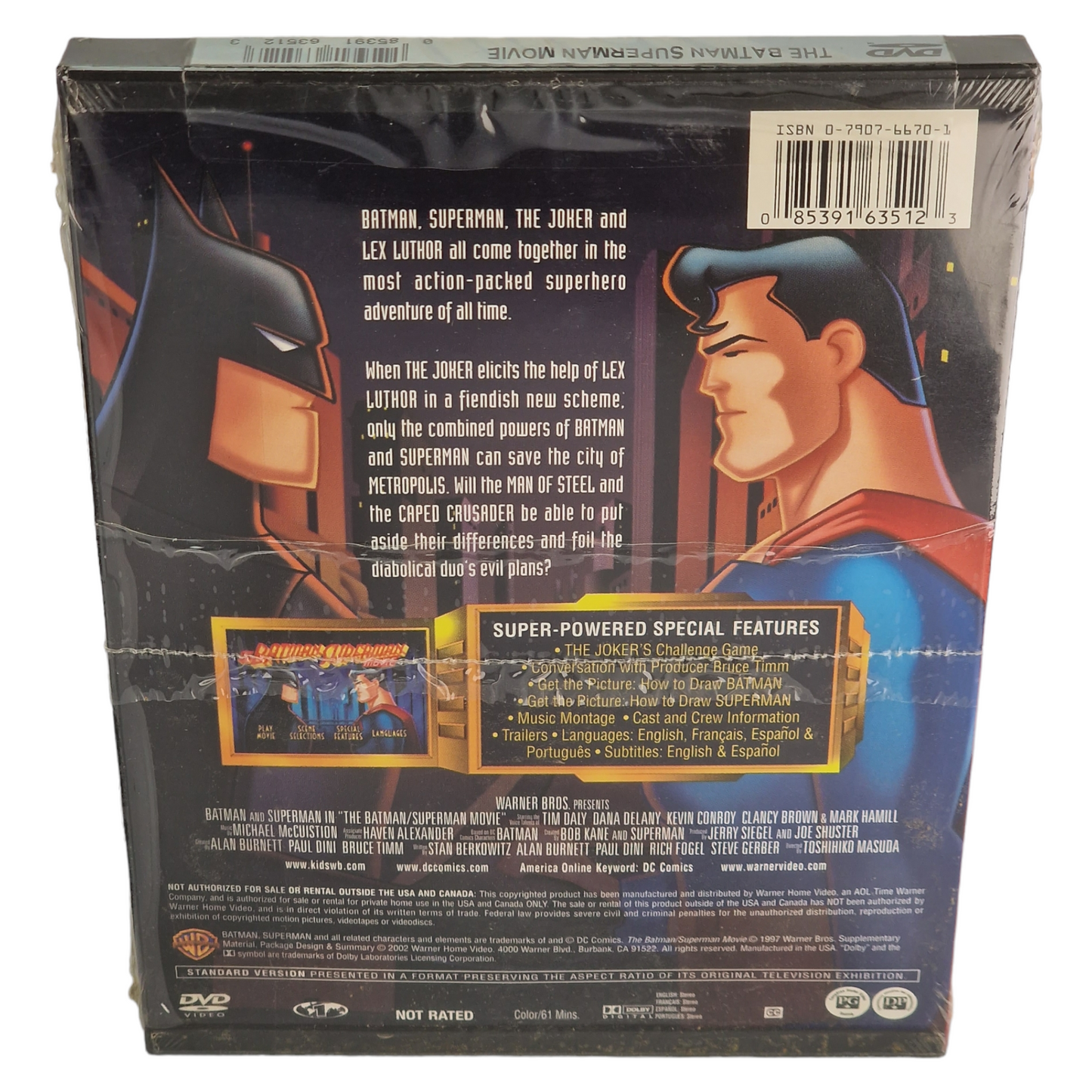 Batman/Superman Movie DVD Étui à mousqueton__VF ___ US Import Région 1 __2002 Neuf
