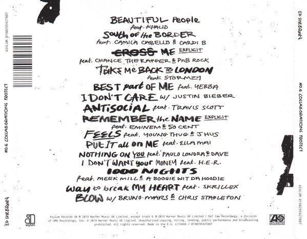 Ed Sheeran – No.6 Collaborations Project CD Album