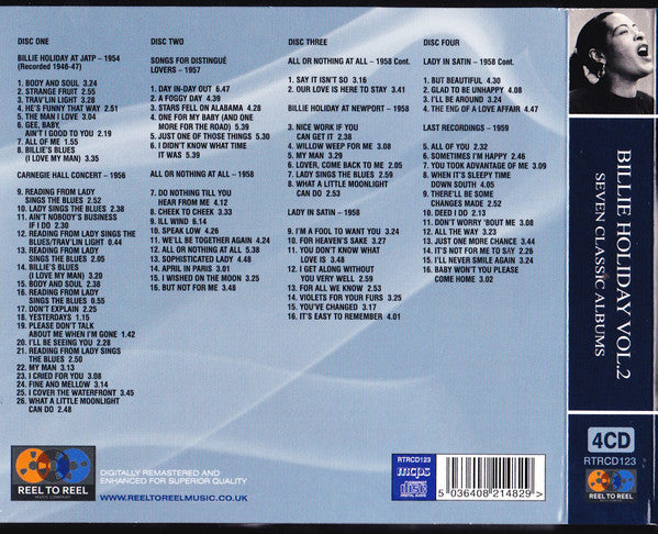 Billie Holiday 4 x CD Billie Holiday Vol. 2 - Sept Classic Albums