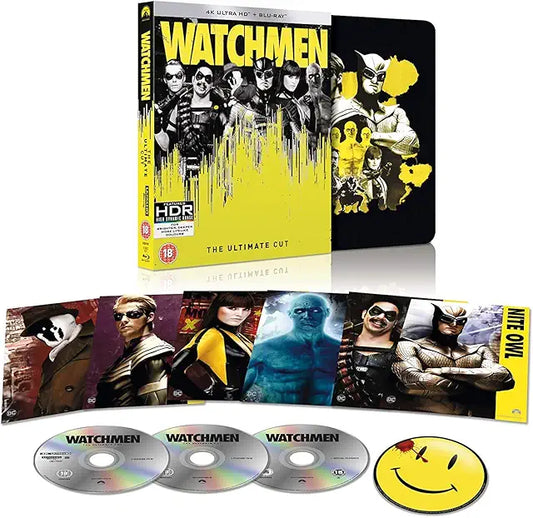 Watchmen Ultimate Cut Coffret SteelBook 4K Ultra HD + Blu-ray UK VF Poster Badge