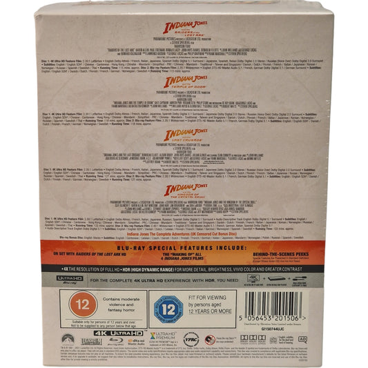 Indiana Jones - Collection 4 films (1981-2008) - Coffret SteelBook 4K Ultra HD + Blu-ray - Zone libre + Zone B - vue 3