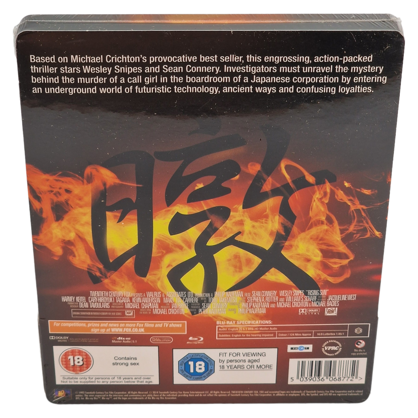 Rising Sun Steelbook Débossé Sean Connery, Wesley Snipes,Harvey Keitel B [-18]