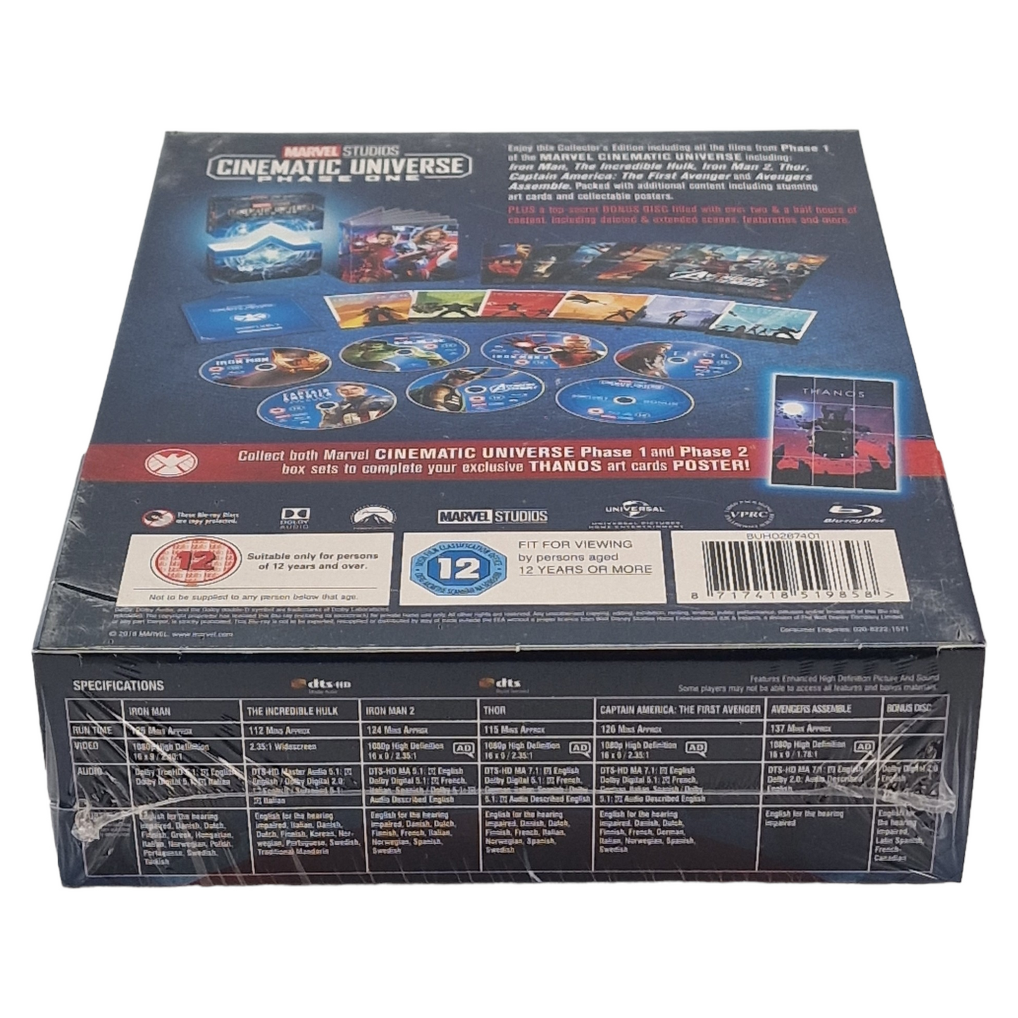 Marvel Studios Cinematic Universe Blu-Ray Phase 1 Coffret Collector  Region B