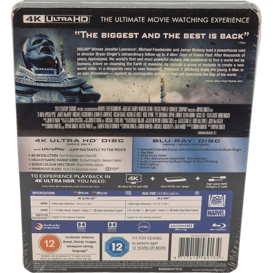 X-Men : Apocalypse (2016) – SteelBook 4K Ultra HD + Blu-ray – Zone libre + Zone B – vue 3