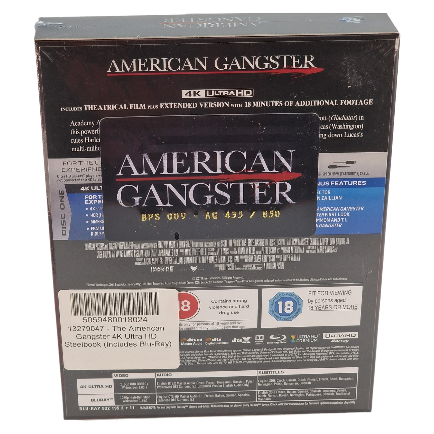 American Gangster 4K Blu-ray Steelbook EverythingBlu édition Limitée 850  Zone Free  VF