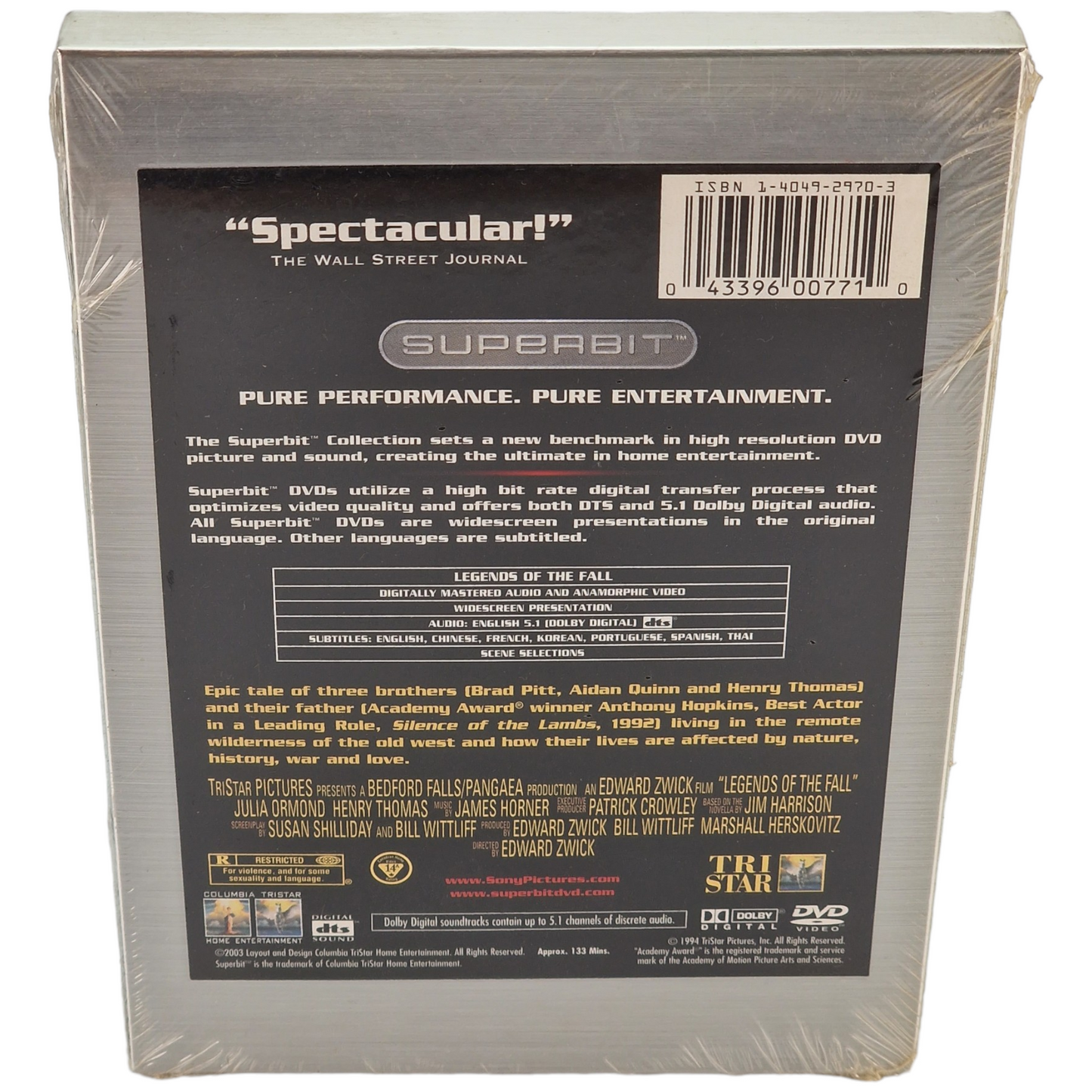 Légendes de l'automne DVD Superbit Brad Pitt  VO/ STFR  US Import  Région 1 Neuf