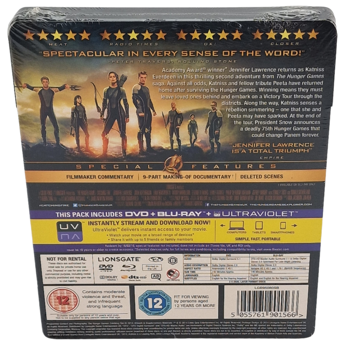 The Hunger Games:Catching Fire Steelbook Blu-ray + DVD Jennifer Lawrence Zone B