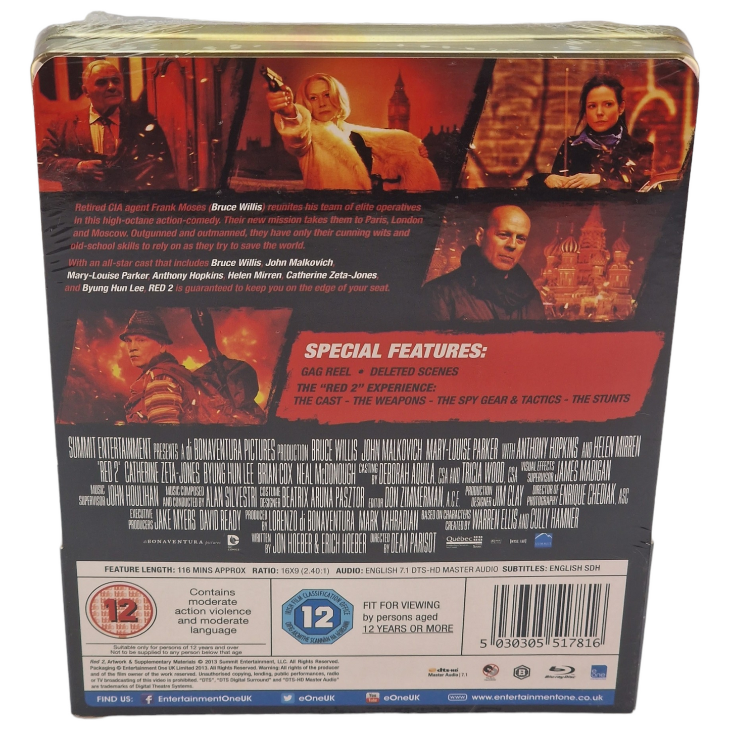 RED 2 Blu-ray Steelbook Débossé: Bruce Willis, John Malkovich Édition Zone B