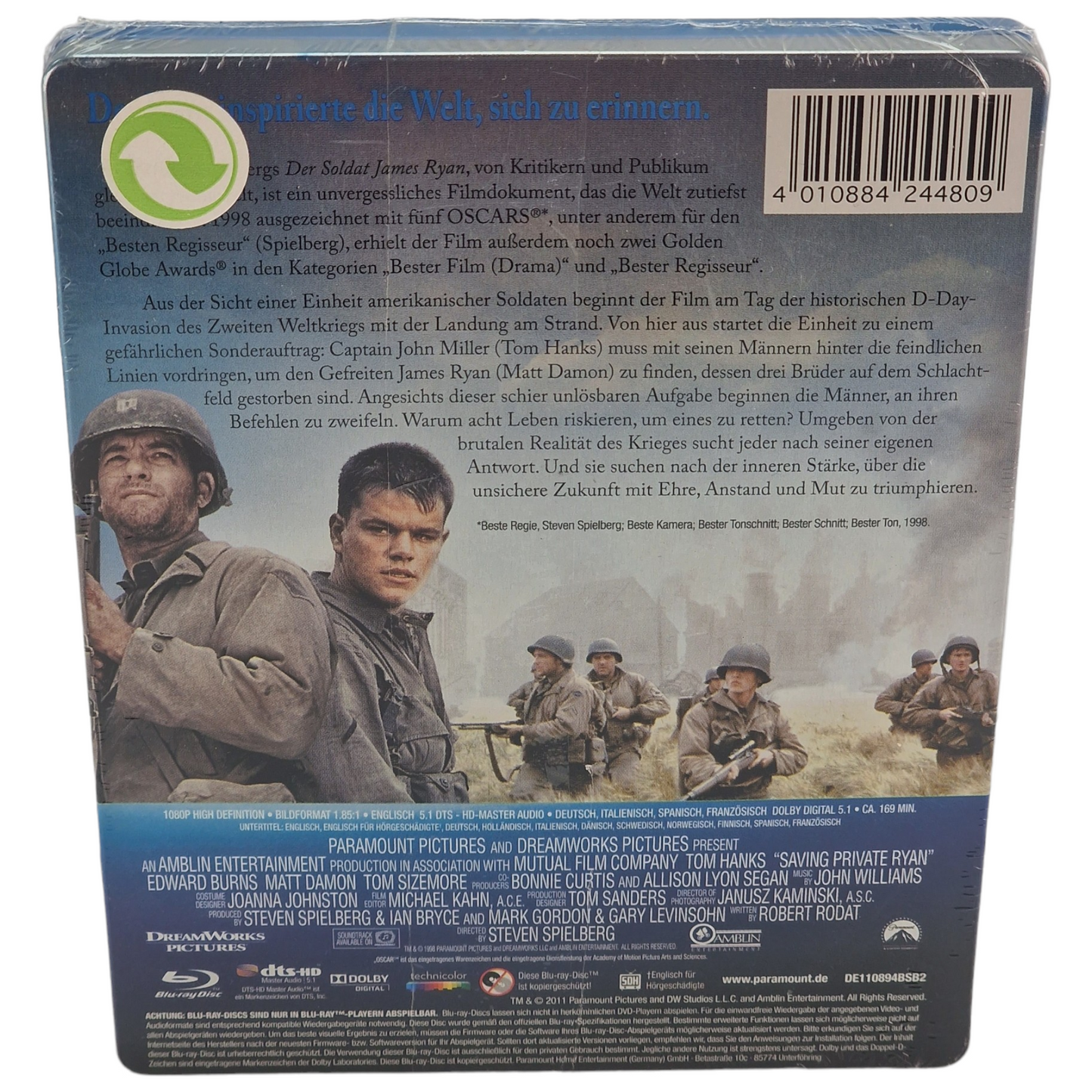 Il faut sauver le soldat Ryan Blu-ray Steelbook Tom Hanks Steven Spielberg Libre