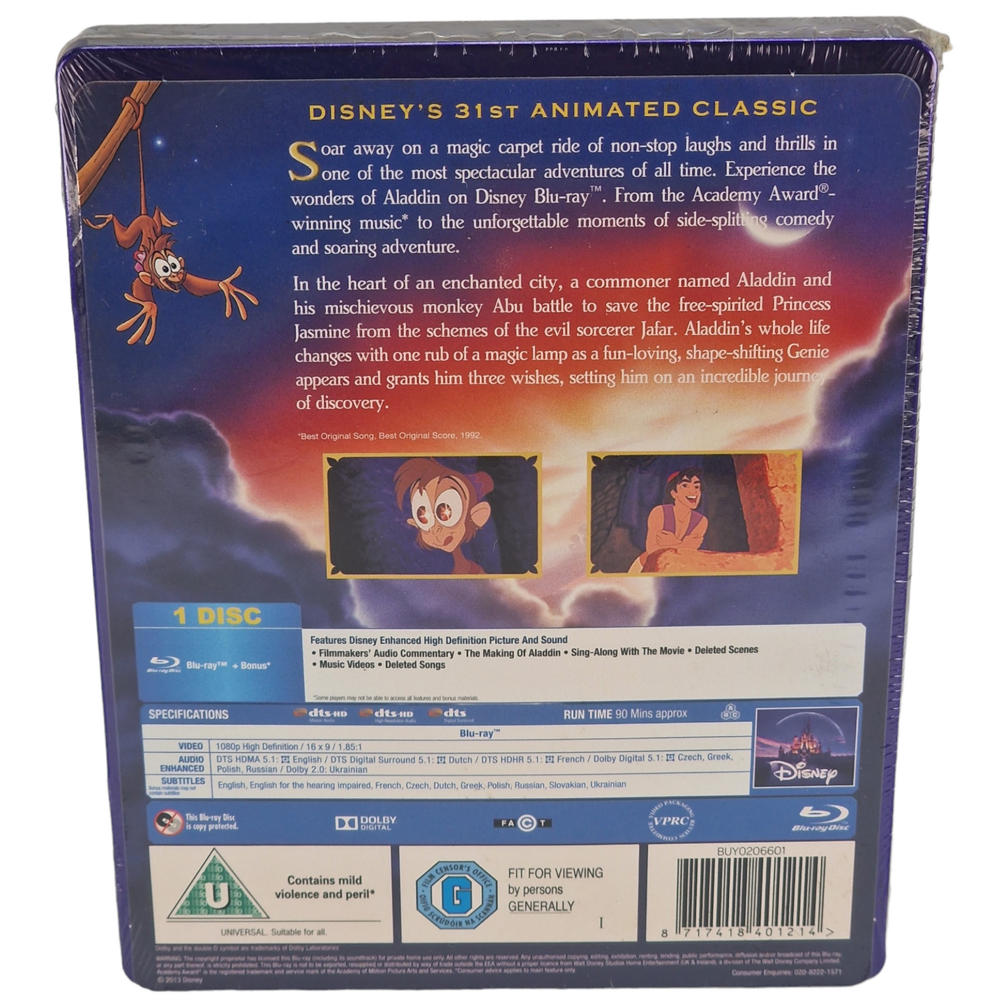 Aladdin Blu-ray SteelBook Débossé Zavvi Limitée collection Disney n° 1 Zone Libre